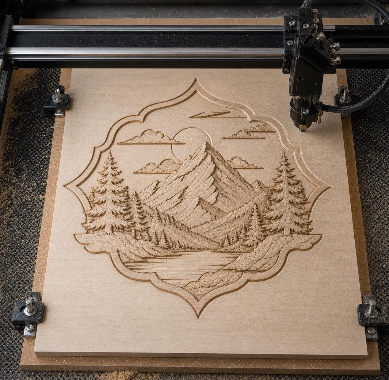 Mountain Scene SVG DXF Bundle, CNC Router and Laser Cut Wood Wall Decor Files image 4
