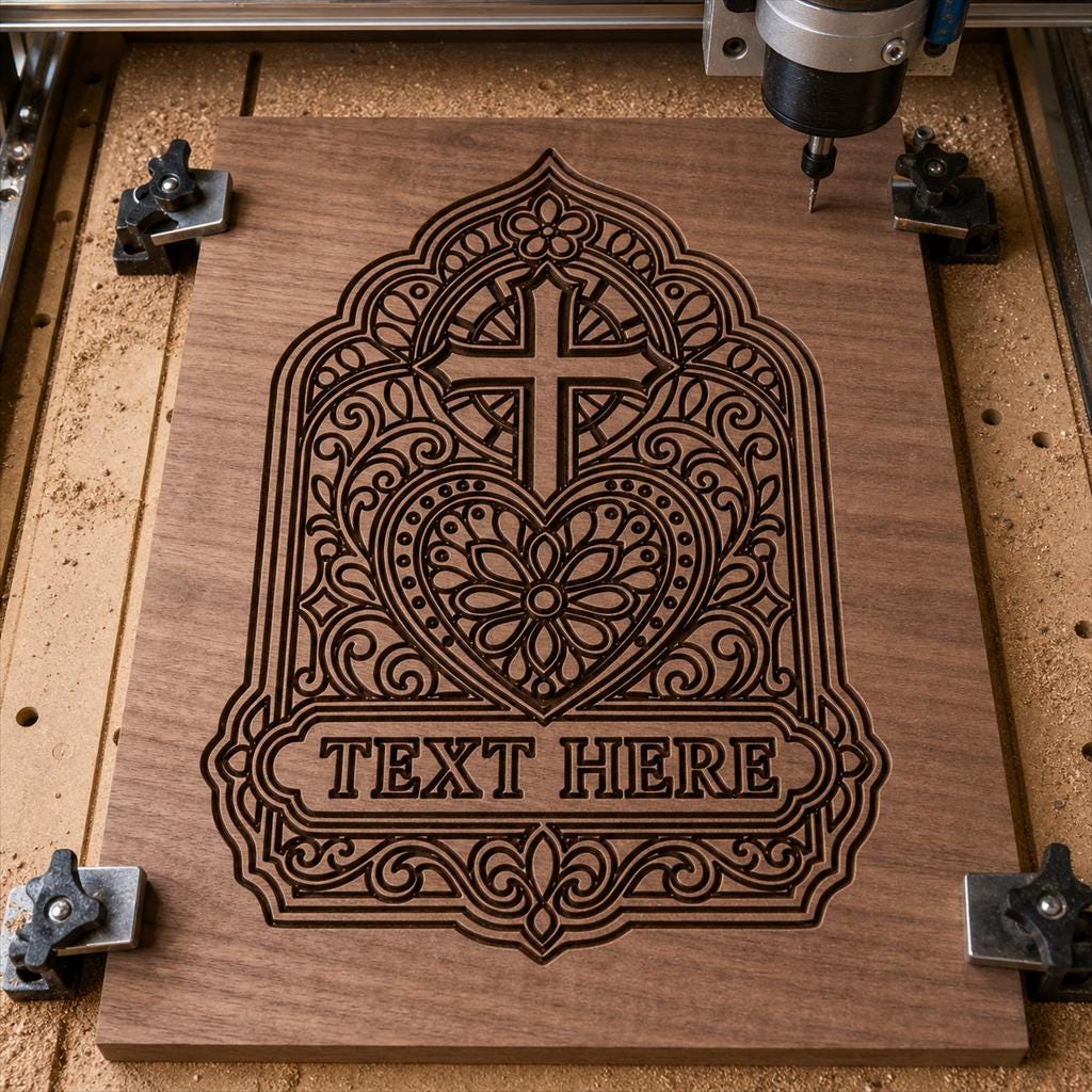 Memorial Cross DXF SVG Bundle, 4 CNC Cut Files, Laser Engraving, Router, Glowforge, Cricut, Digital Download image 3