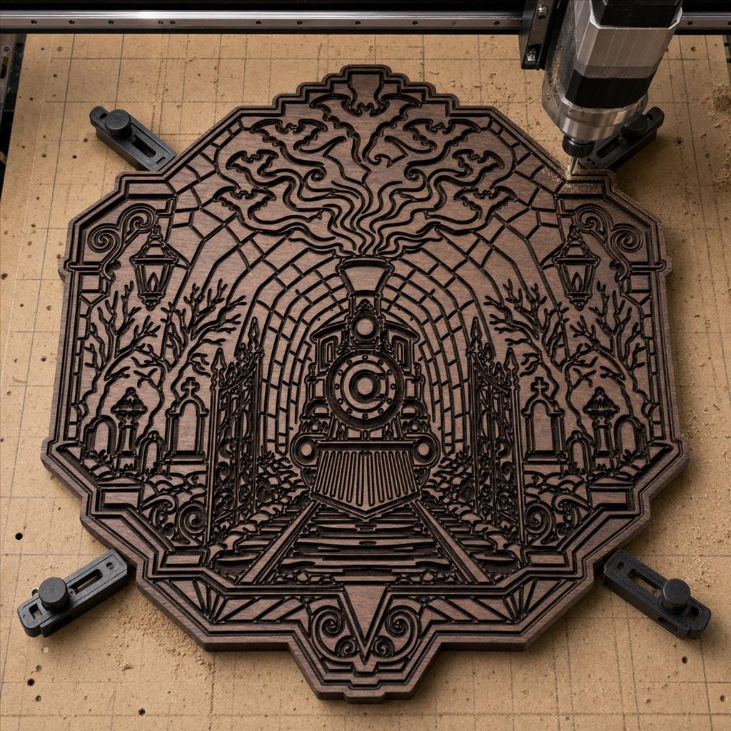 Haunted Cemetery Panel SVG DXF Bundle, 4 CNC Laser Cut Files image 3