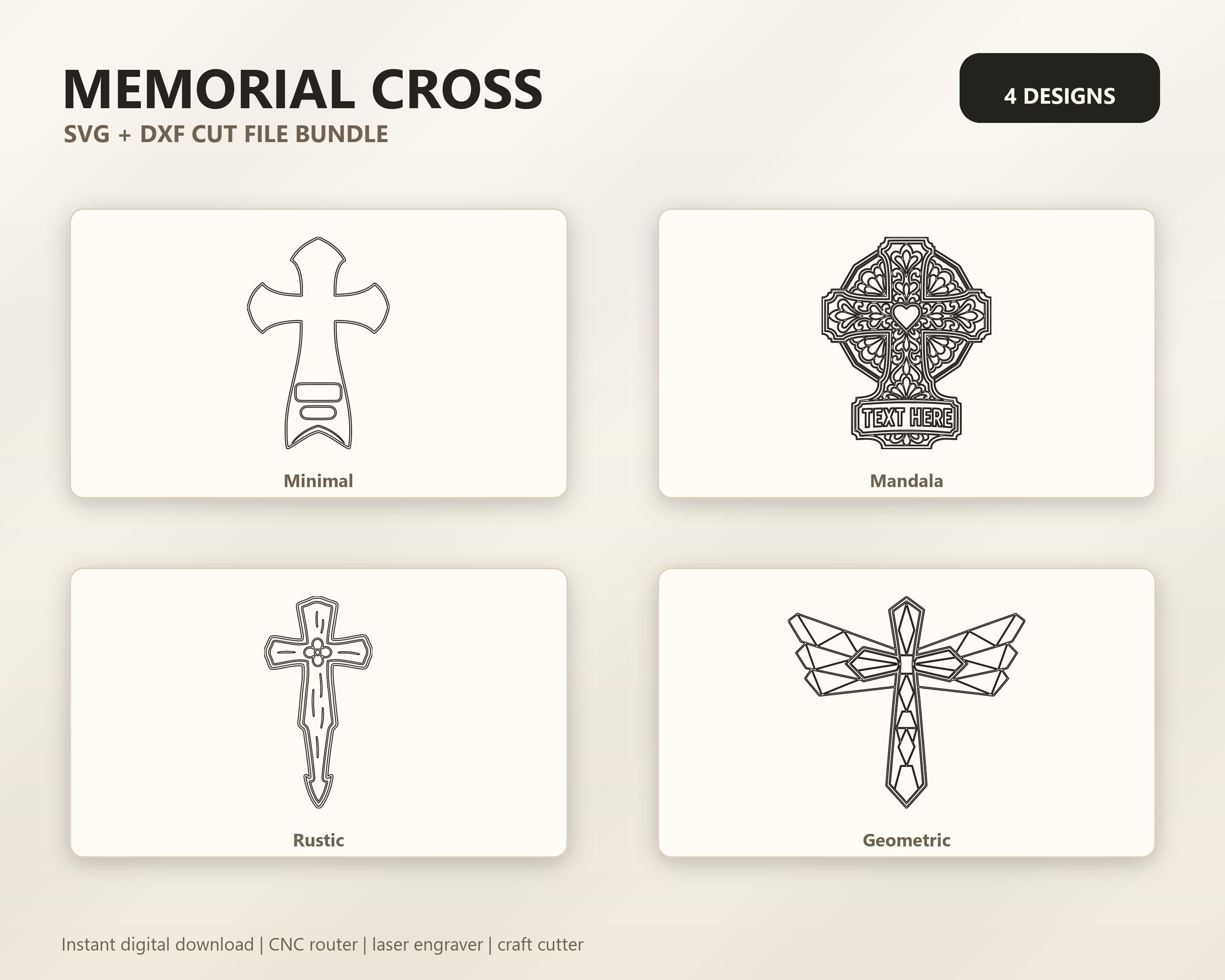 Memorial Cross SVG DXF Bundle, 4 CNC Laser Cut Files image 6