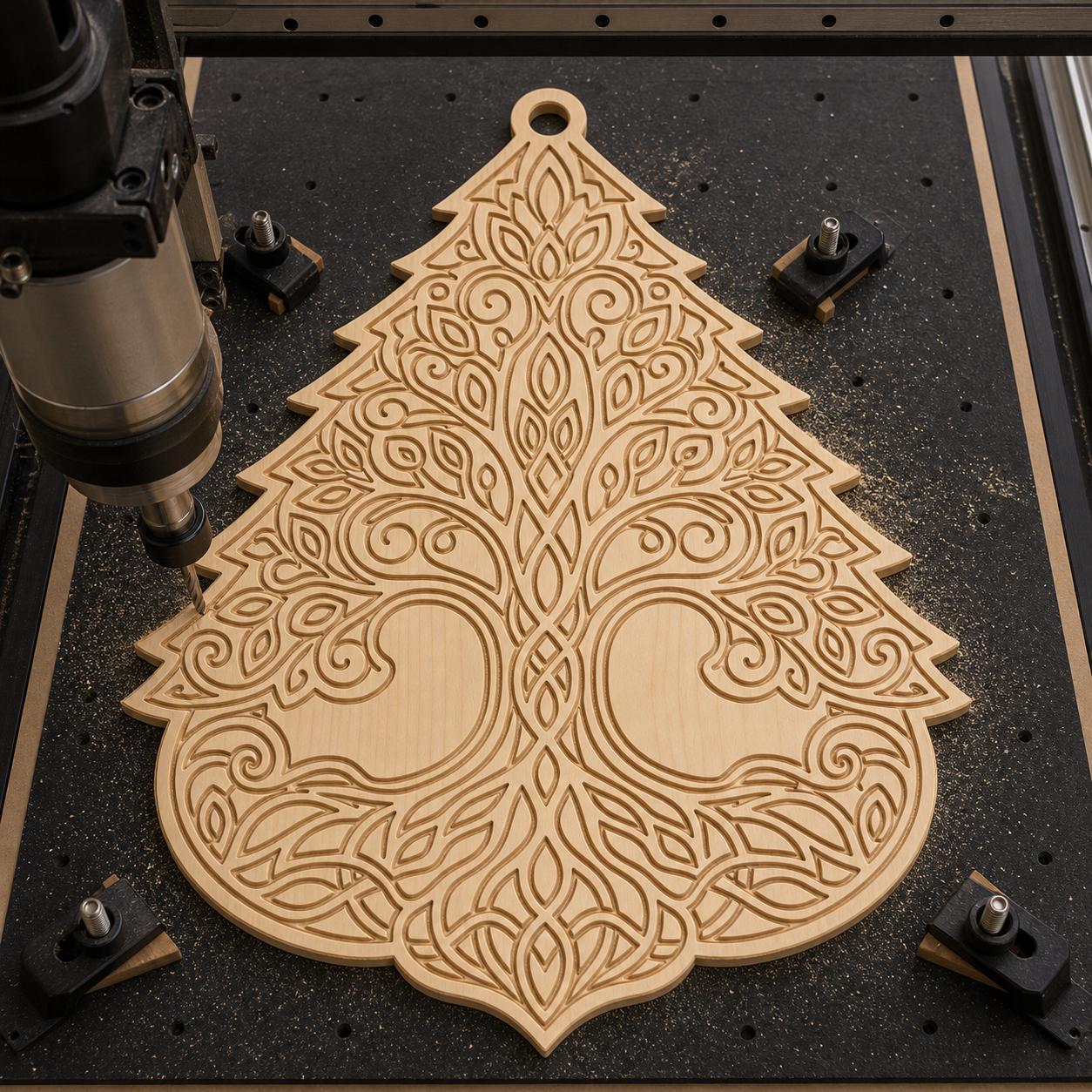 Tree Seasonal Tree Ornament Cnc Design Set SVG DXF Bundle, 4 CNC Cut Files for Laser, Router, Glowforge, Cricut image 5