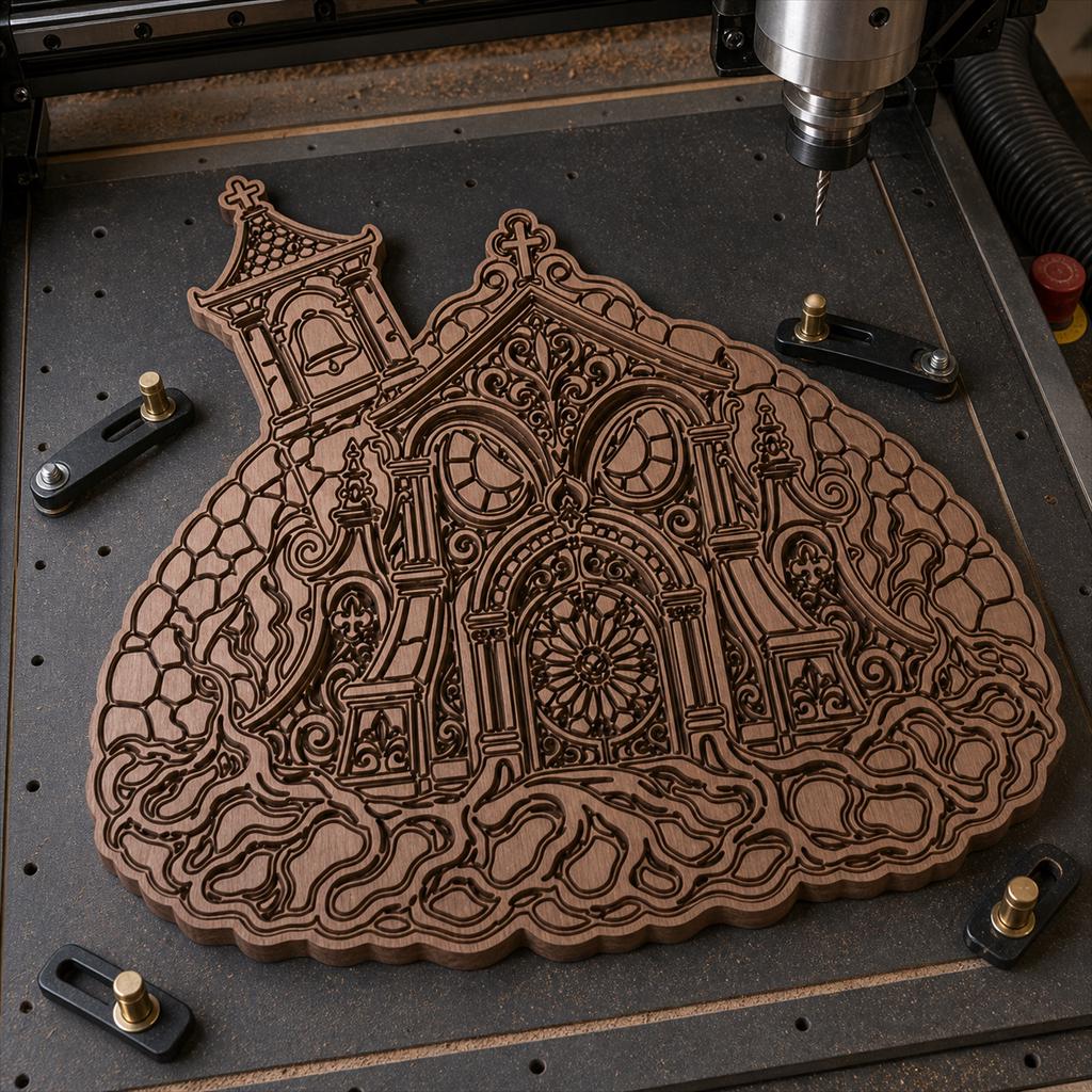 Haunted Cemetery Panel SVG DXF Bundle, 4 CNC Laser Cut Files image 4