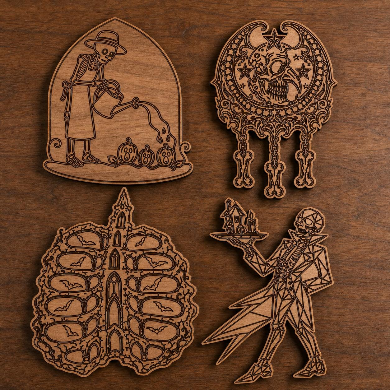Gothic Skeleton Decor SVG DXF Bundle, 4 CNC Laser Cut Files image 2