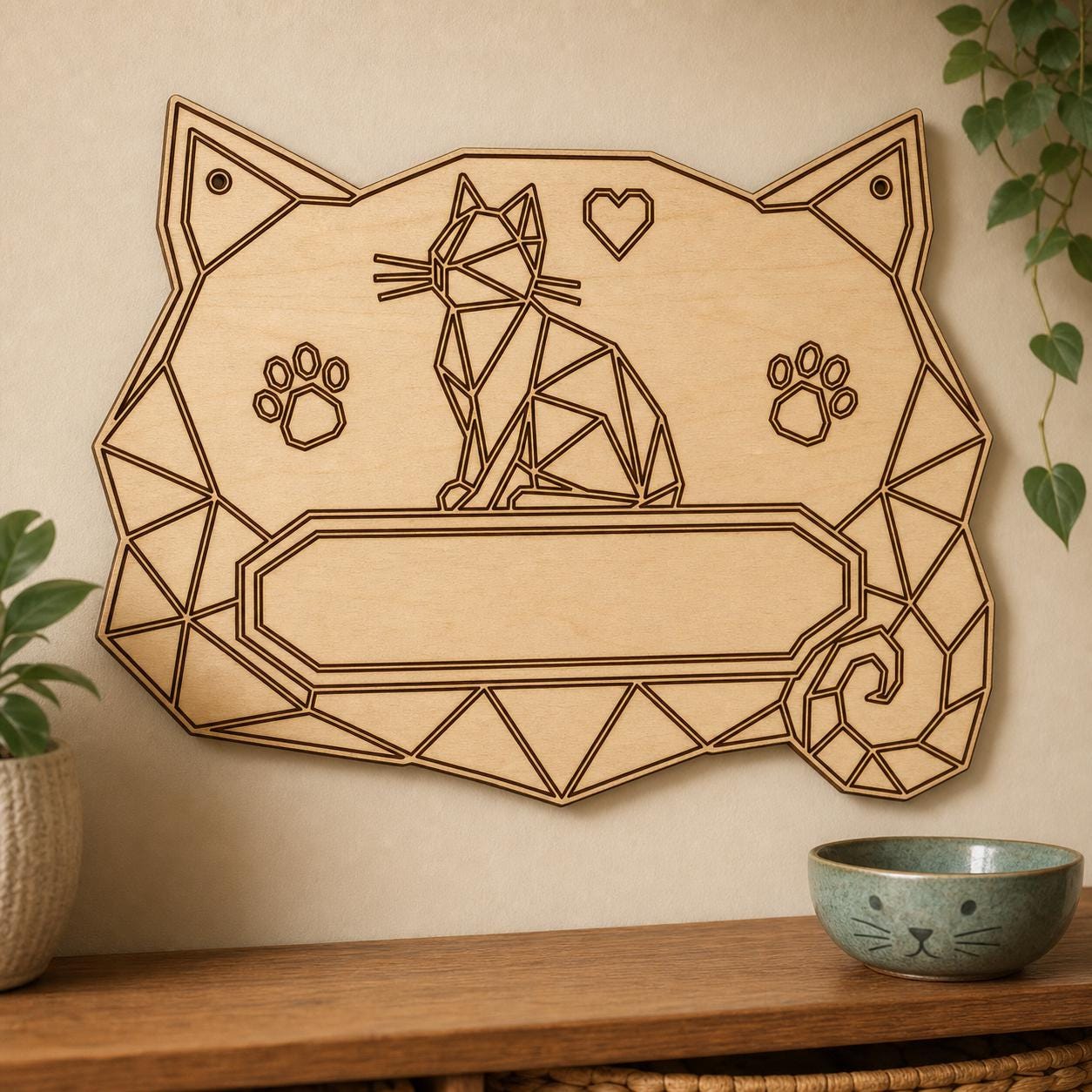 Cat Frame Sign SVG DXF Bundle, 4 CNC Cut Files for Laser, Router, Glowforge, Cricut