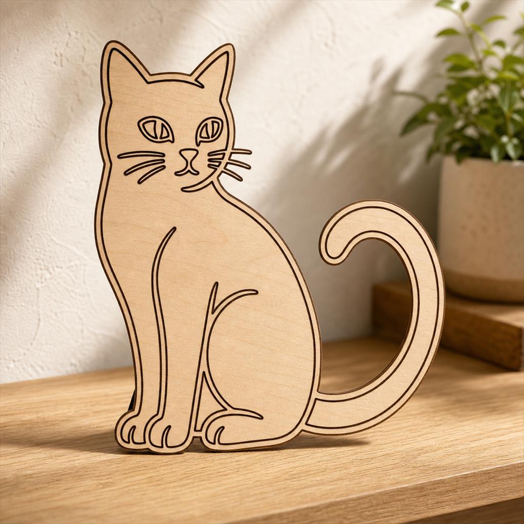 Cat SVG DXF Bundle, 4 CNC Cut Files for Laser, Router, Glowforge, Cricut