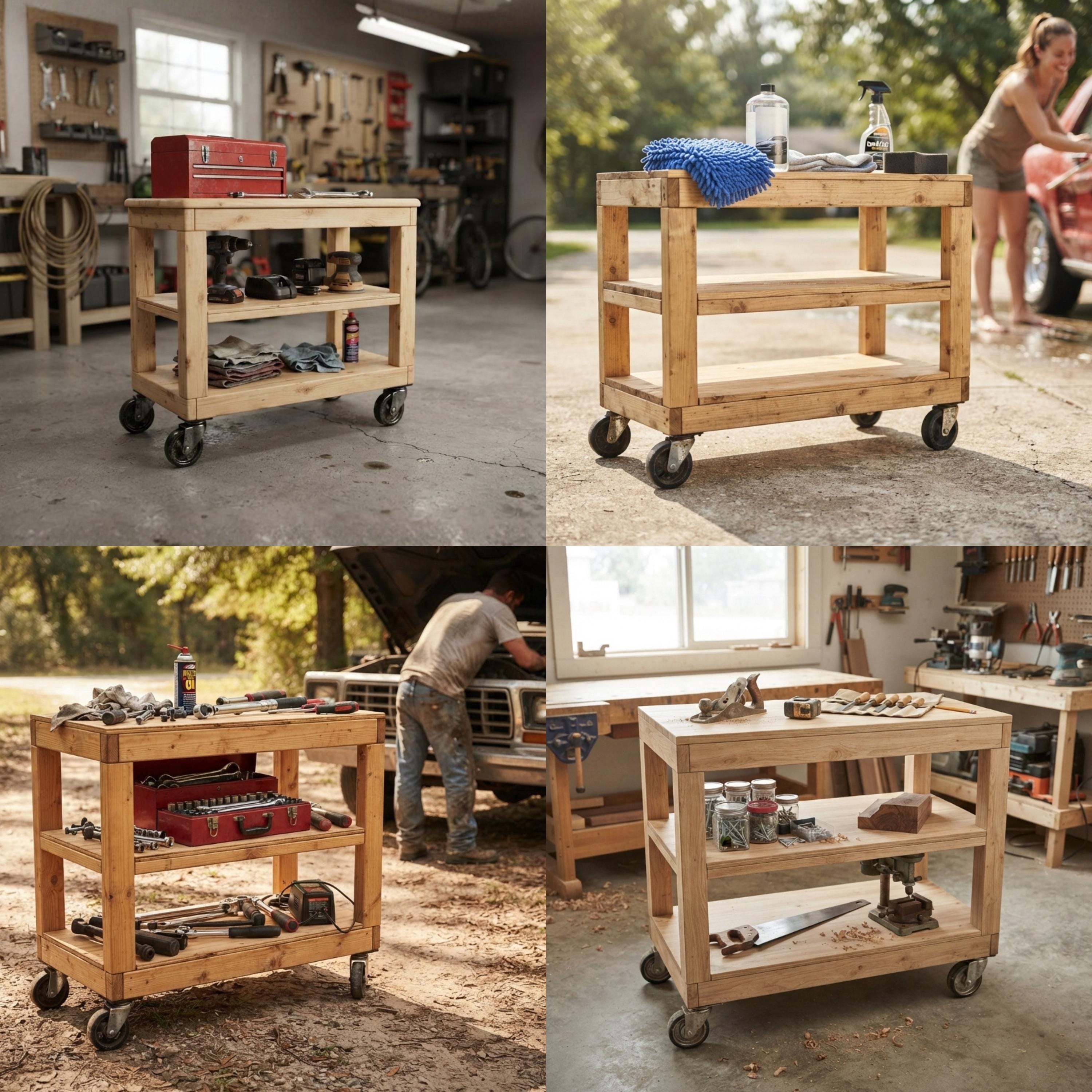 Garage Cart DIY Plans | 3-Level Rolling Workshop Storage | All Terrain image 2