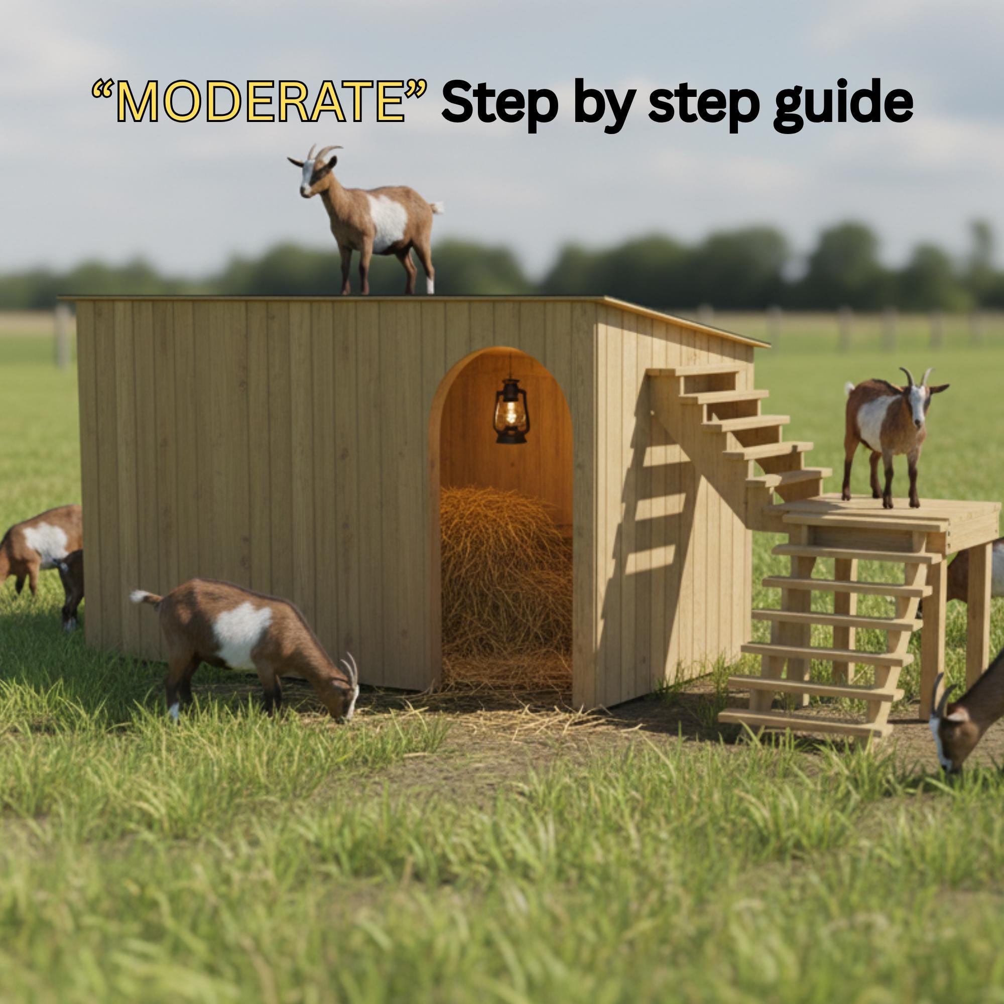 Goat Shelter Plans 12x5x7 PDF, Backyard Farm Build Guide with Stairs and 3D STL Model Digital Download image 5