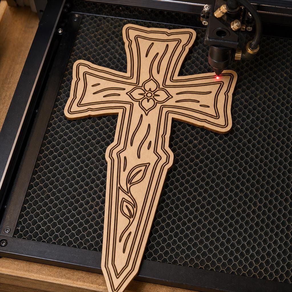 Memorial Cross SVG DXF Bundle, 4 CNC Laser Cut Files