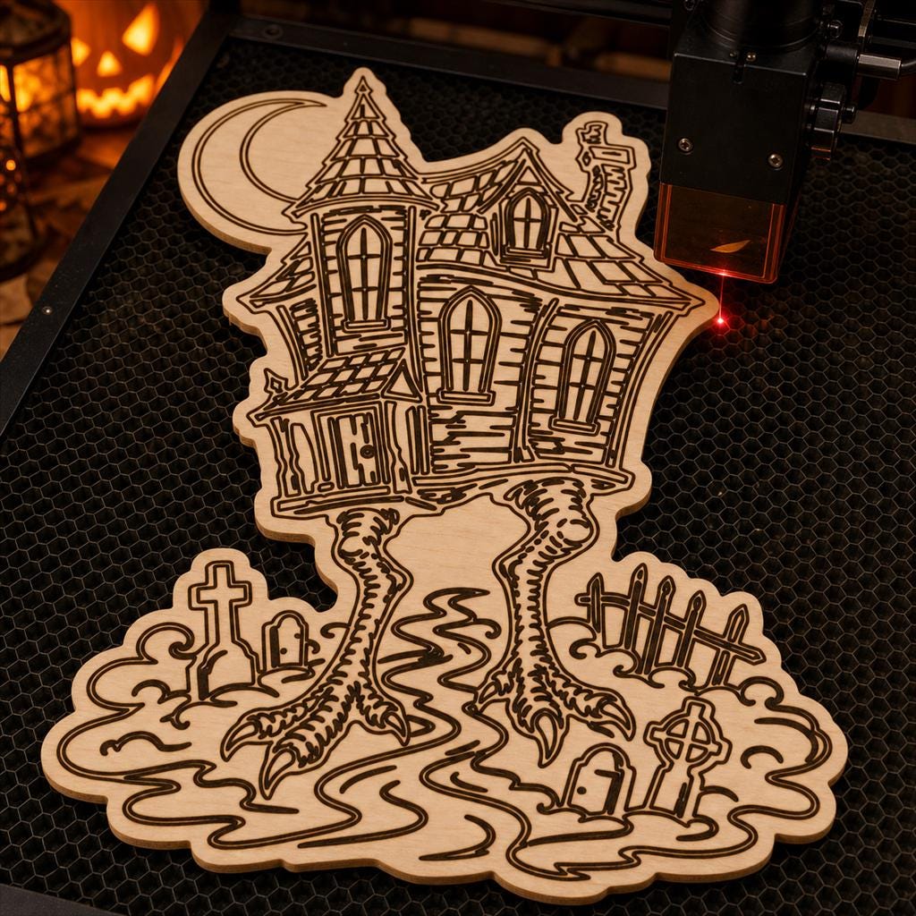 Haunted Cemetery Panel SVG DXF Bundle, 4 CNC Laser Cut Files image 4