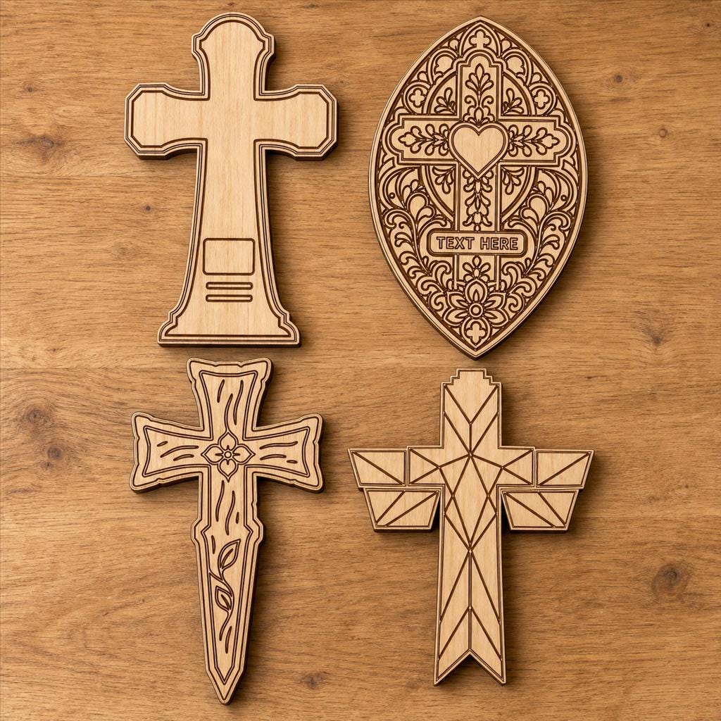 Memorial Cross SVG DXF Bundle, 4 CNC Laser Cut Files image 2