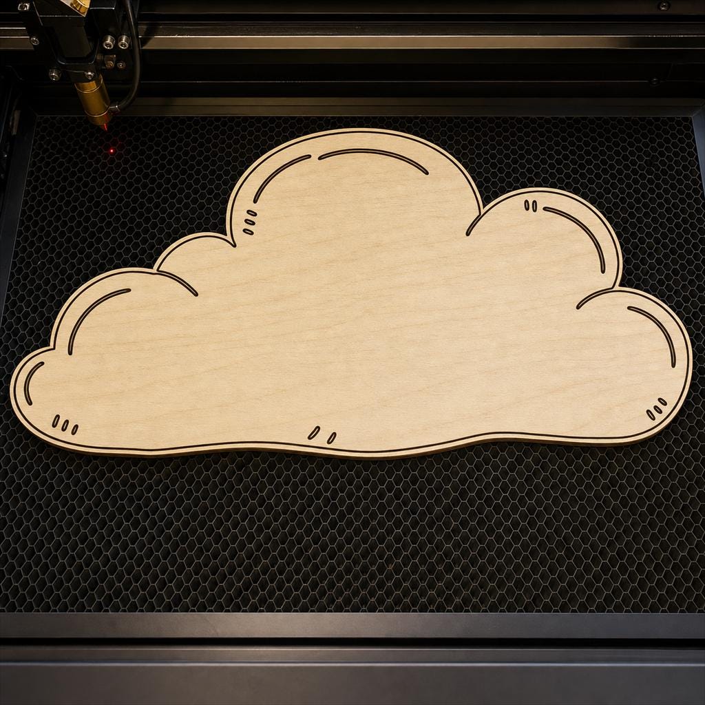 Cloud Nursery Cloud Wall Decor Cut File Set SVG DXF Bundle, 4 CNC Cut Files for Laser, Router, Glowforge, Cricut image 4