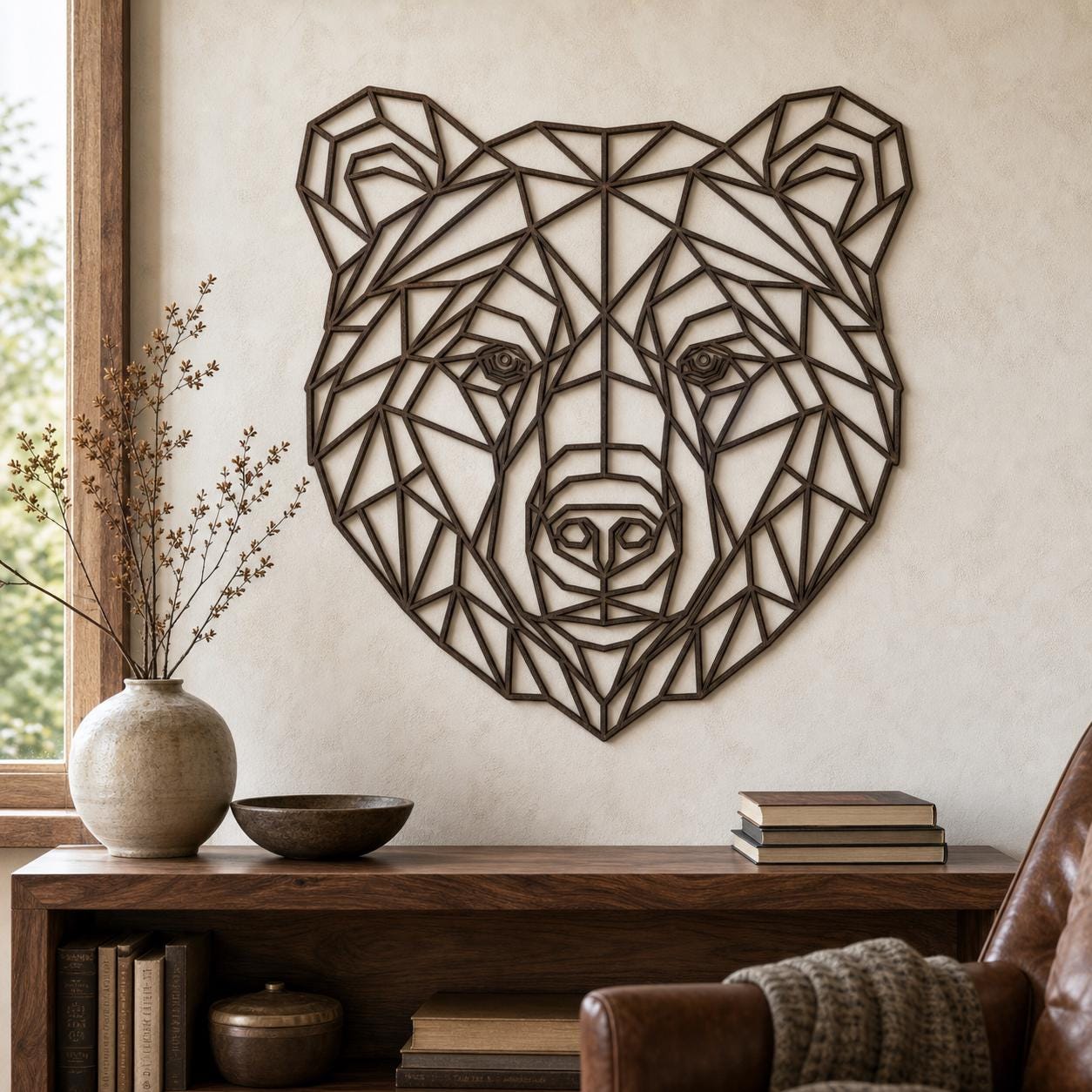Bear Head Tribal Bear Head Outline Decor Set SVG DXF Bundle, 4 CNC Cut Files for Laser, Router, Glowforge, Cricut