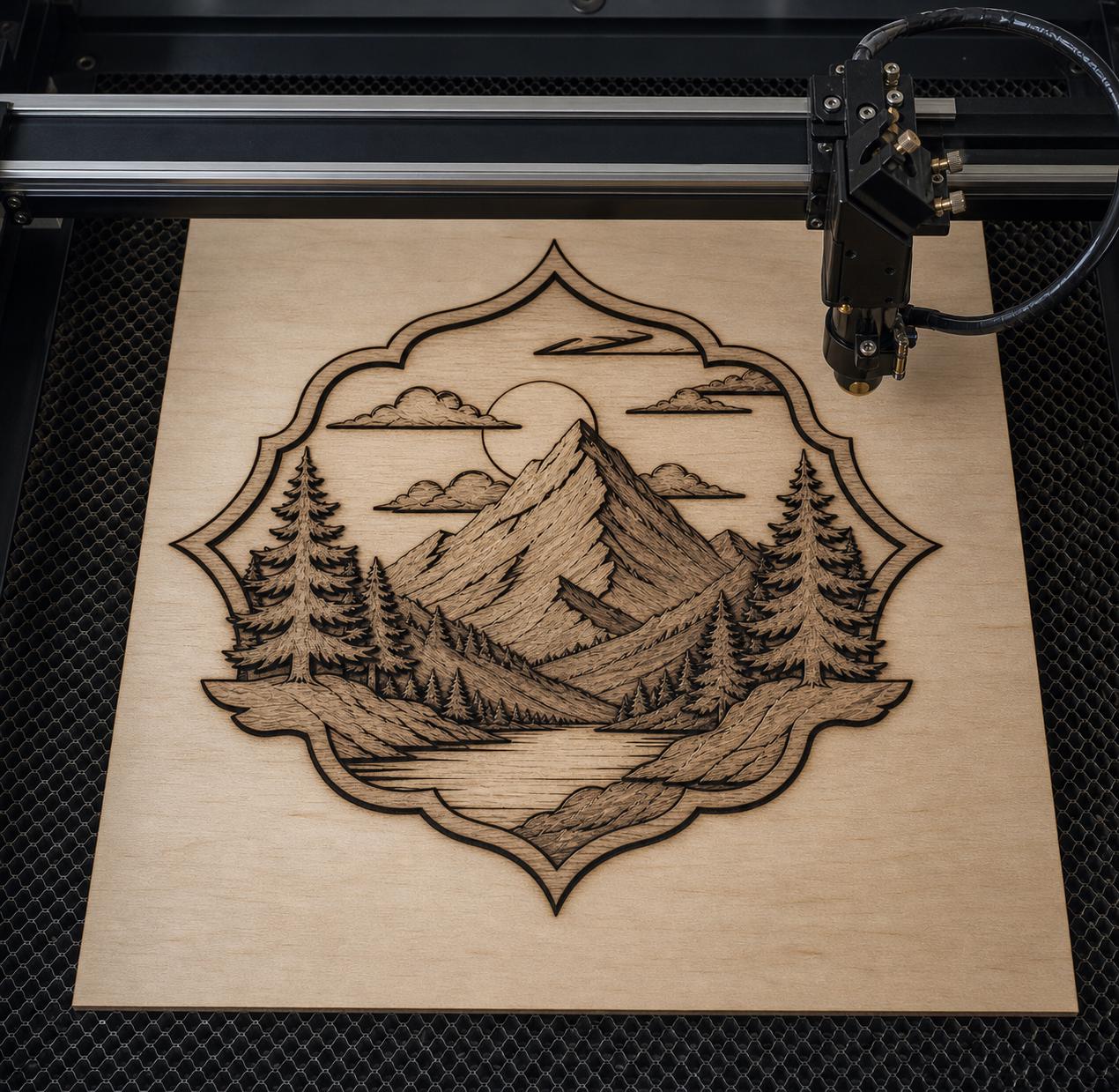 Mountain Scene SVG DXF Bundle, CNC Router and Laser Cut Wood Wall Decor Files image 2