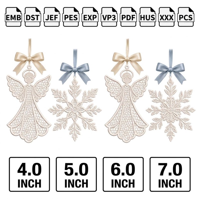 FSL Christmas Ornament Bundle 9 Designs, Angel Snowflake Freestanding ...