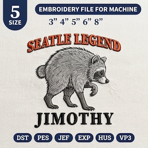 Jimothy Raccoon Machine Embroidery Design, Viral Seattle Trash Panda PES DST File, Funny Meme Animal Stitch Pattern, Digital Download