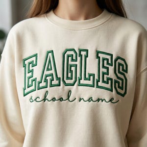 Custom Mascot Embroidery File, Personalized School Name Sweatshirt Design, Back to School Team Spirit PES DST, Fall Sports Digitizing