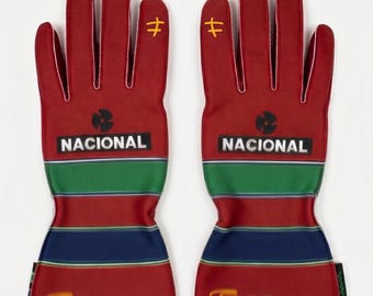Guantes de carreras con homenaje a Ayrton Senna: estilo F1, karting y simulación
