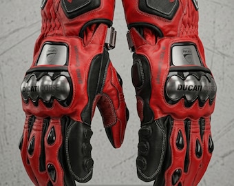 Guantes de cuero para motociclistas Ducati Corse, protección para los nudillos.