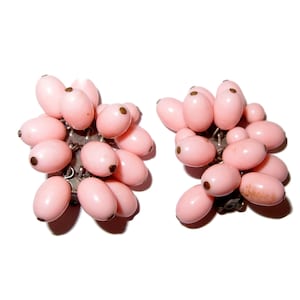 Cha-Cha Pink Bead Dangle Vintage Earrings
