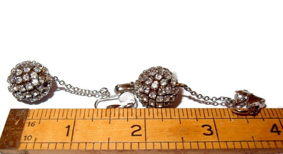 LARGE Prong Set Rhinestone Bead Dangle Earrings - image 3