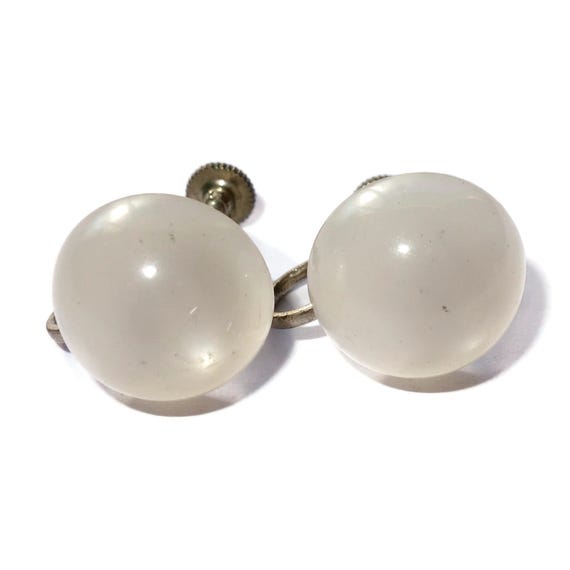 Translucent White Moonglow Screw-back Earrings - image 2
