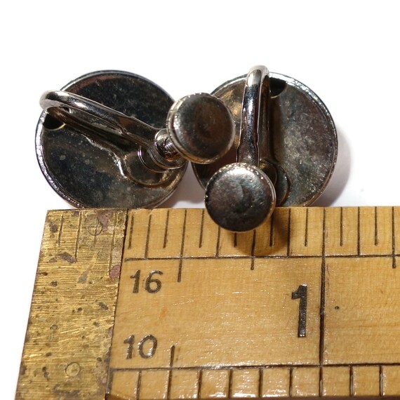 Small Button Silver-tone  Stud Screw-back Earrings - image 3