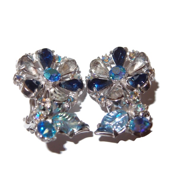 LARGE Dimensional Fruit Salad Blue Rhinestone Vin… - image 4