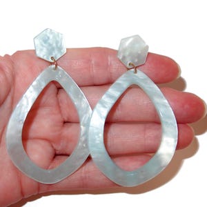 Blaue Mint GROSSE Lucite Creolen Ohrclips