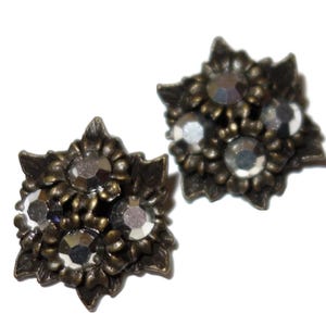Antique Silver-tone Rhinestone Vintage Clip-on Earrings
