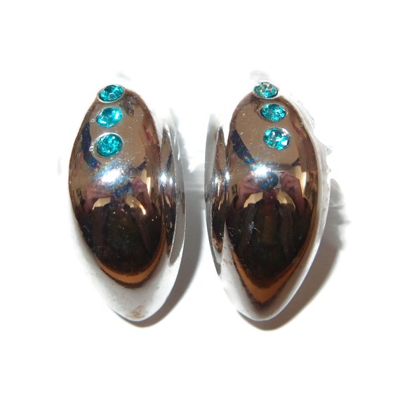 BLOWOUT SALE Unique Vintage Earrings Turquoise Rh… - image 1