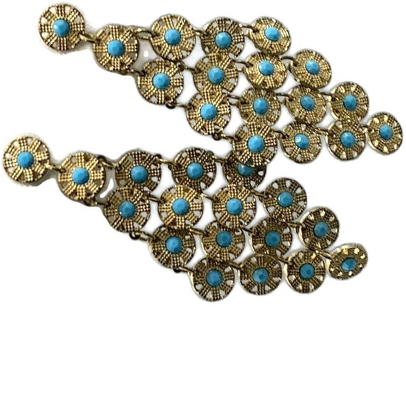 LARGE Dangle Turquoise Post Earrings - image 1