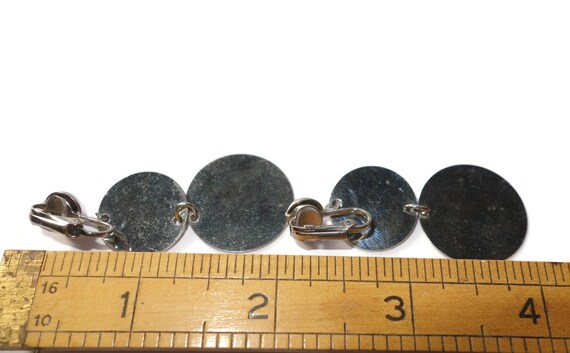 70s Round Silver-tone Disco Disk Dangle Earrings - image 3