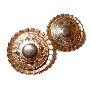 Unusual CORO Large Etched Gold-tone Clip-on Earrings