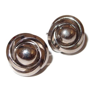 Spiral Chrome Vintage Clip-on Earrings