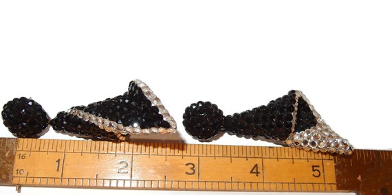 Flat Back Glitz Stone Black and Clear Cone Dangle… - image 3