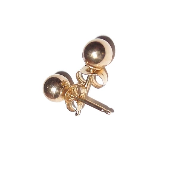 BLOWOUT SALE 14K Yellow Gold Stud Ball Post Earri… - image 2