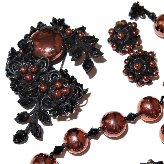 Rare Horseshoe MIRIAM HASKELL Japanned and Copper… - image 2