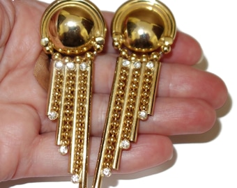 Disc Strass Kronleuchter Drop Goldfarbene Ohrringe