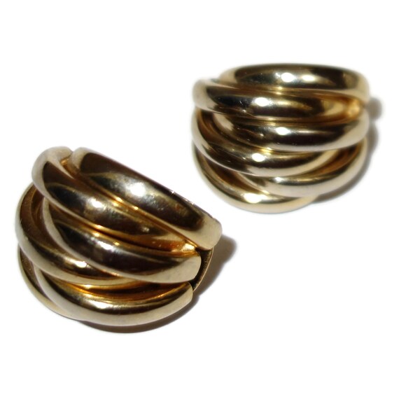 Large Weaved Gold-tone 80s Earrings