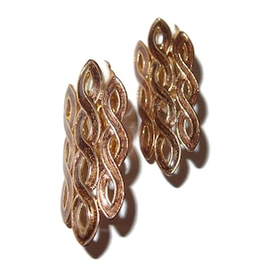 Wavy Brown Enamel Vintage Clip-on Earrings