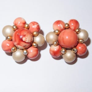 HONG KONG Orange Perlen Vintage Ohrringe