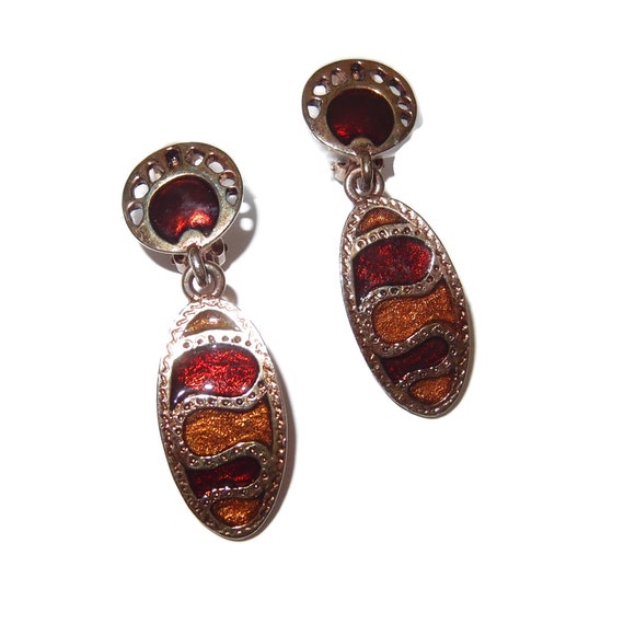 Gripoix Red and Gold Dangle Vintage Earrings - image 1