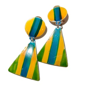 Fun 60s Stripped Dangle Vintage Earrings
