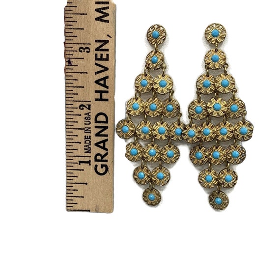 LARGE Dangle Turquoise Post Earrings - image 5