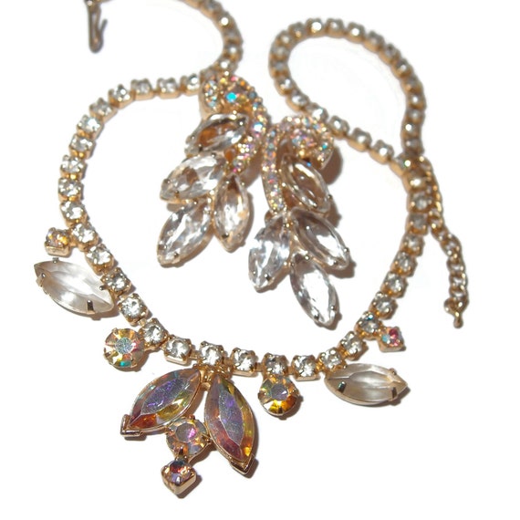 Outstanding JULIANA Clear Rhinestone Earrings with Necklace