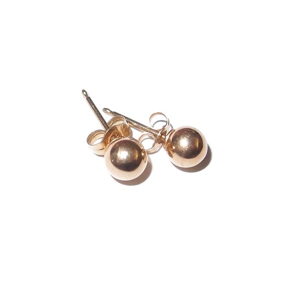 BLOWOUT SALE 14K Yellow Gold Stud Ball Post Earri… - image 1