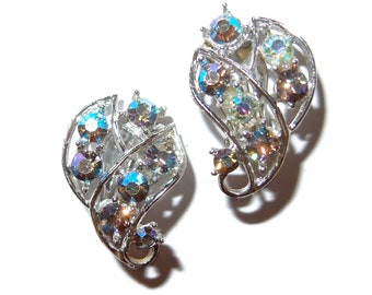 Boucles D'oreilles Clips Vintage ARTISAN FOUND Bleu Geai - Modèle Occasion, Style Boucle à Strass