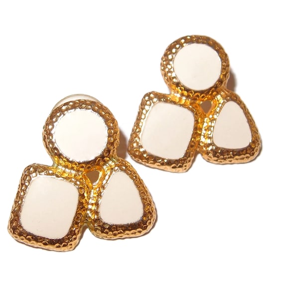 White Enamel Circle, Square, Triangle Shape Post … - image 1