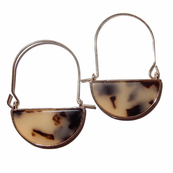 Agate Drop Hoop Hook Earrings - image 1