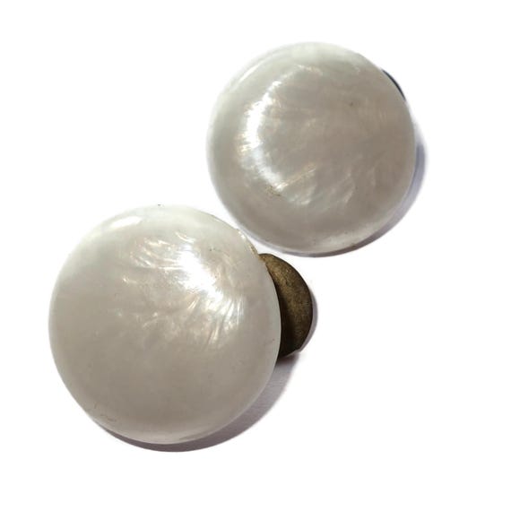 Peralized White Button Earrings - image 2